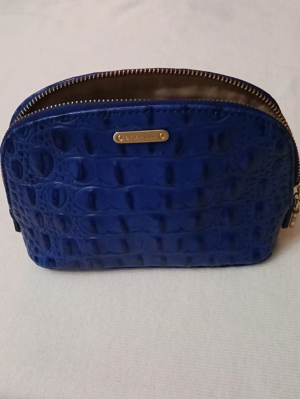 Bright Blue Croc-Embossed Cosmetic Pouch - Brahmin